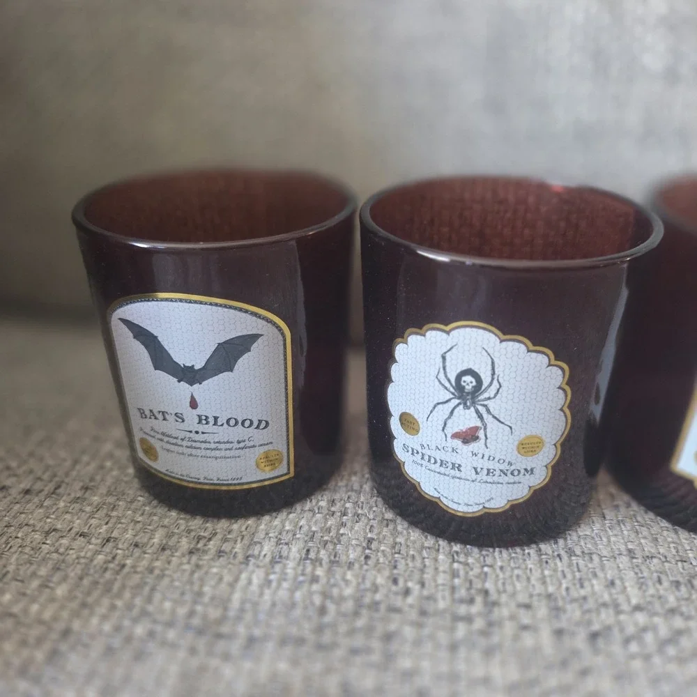 Threshold Halloween 4 Tumblers Drinking Glasses Burgundy 13.87oz Gothic NIB